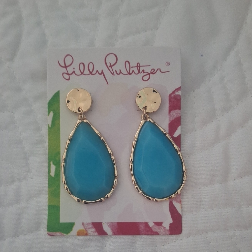 Lilly Pulitzer Gold and Turquoise Drop Earrings